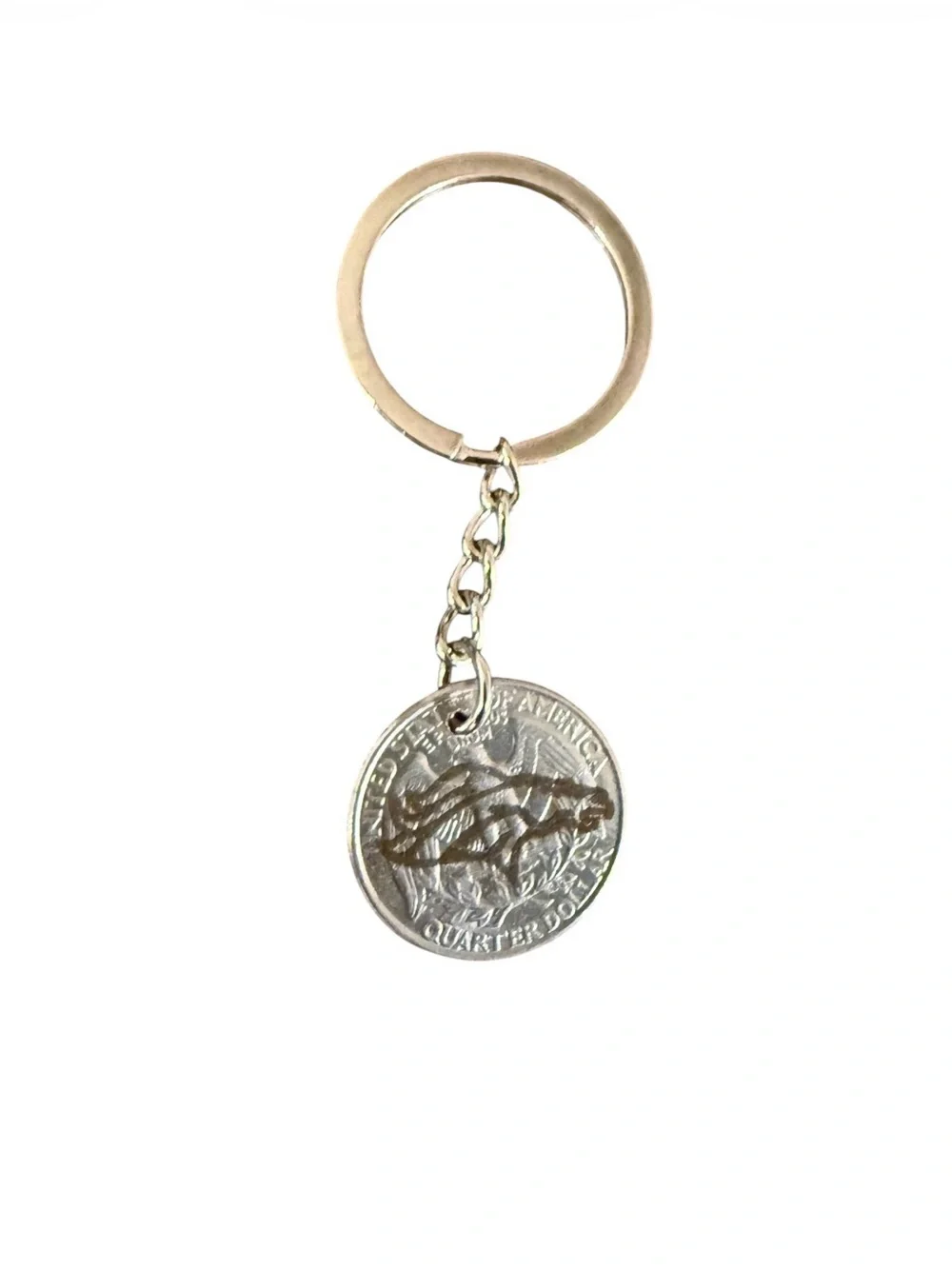 Broncos quarter keychain